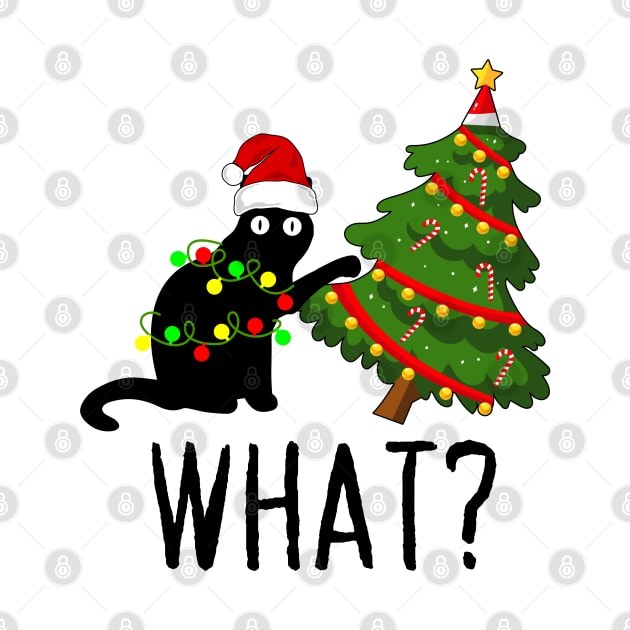 Black Cat Pushing Christmas Tree Over Cat What? by DenverSlade