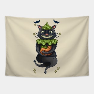 Halloween Cat in Hat Tapestry