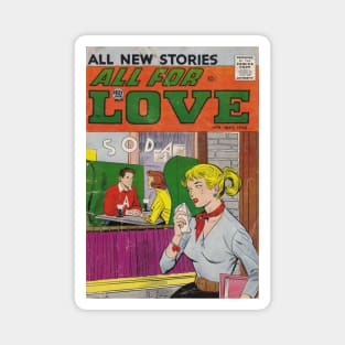 Vintage Romance Comic Book Cover - All For Love Magnet