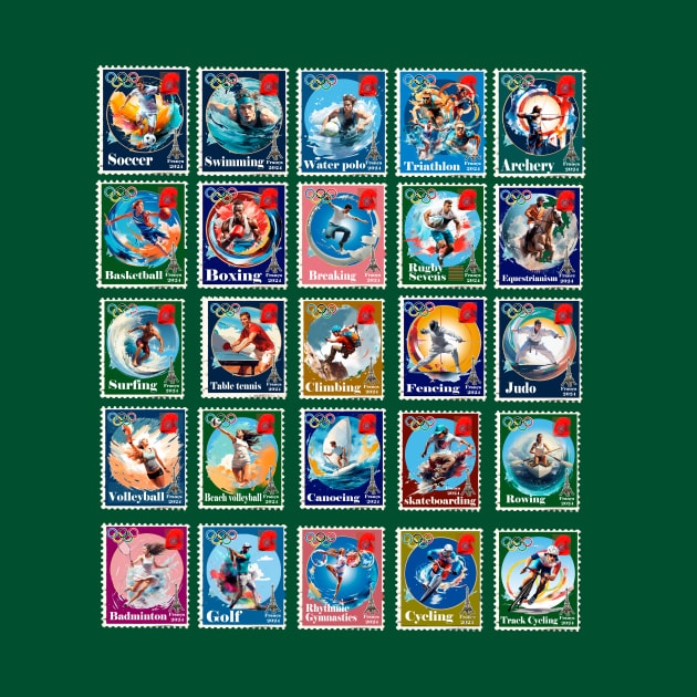 2024 Olympics Commemorative Postage Stamps by enyeniarts