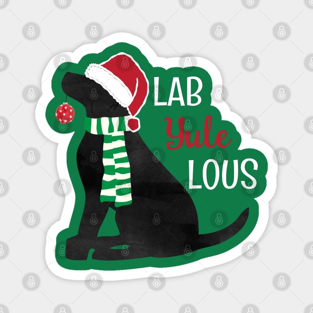 Holiday Black "Lab Yule Lous" Xmas Dog Magnet by EMR_Designs