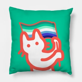 owie waving a gay pride flag Pillow