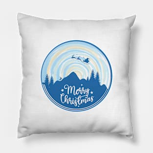 Christmas landscape in blue color Pillow