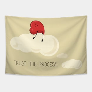 Cartoon heart lying on a cloud with inspirational quote Trust the process Tapestry