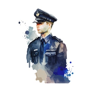 Watercolor police officer cop T-Shirt