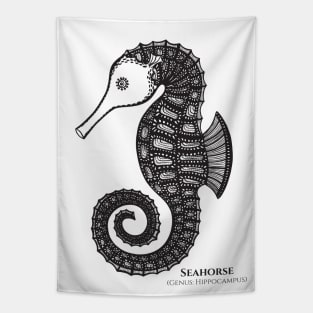 Seahorse with Common and Latin Names - seahorse drawing - animal design Tapestry