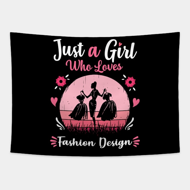 Just A Girl Who Loves Fashion Design Pink Retro Vintage gift idea Tapestry by Lyume