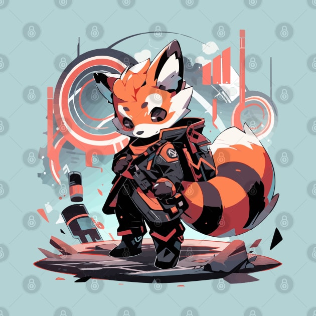 Cyber punk red panda by etherElric