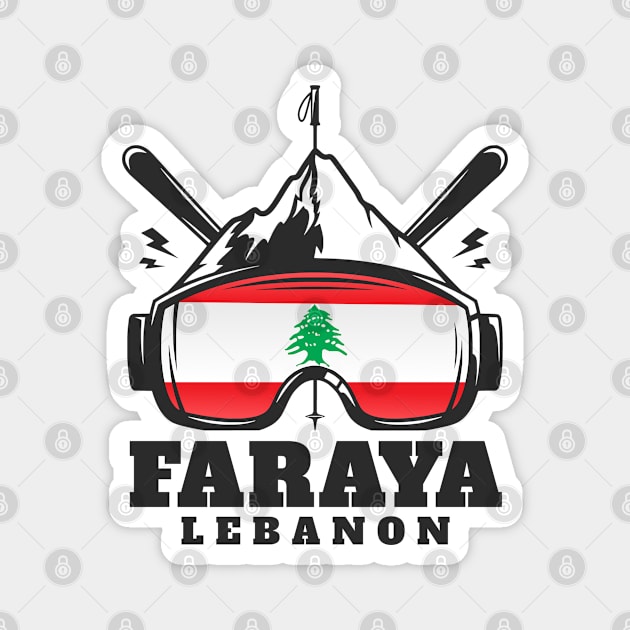 Faraya Lebanon Ski Resort Skiing Souvenir Magnet by zap