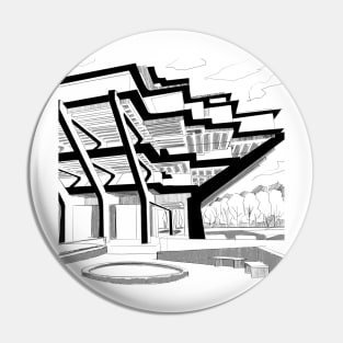 geisel library architecture in brutalism landscape art sketch Pin