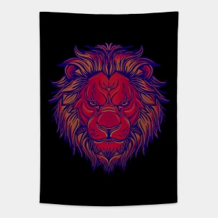 Red lion face with warm highlights Tapestry