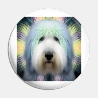 Fractal Design of An Old English Sheepdog Pin