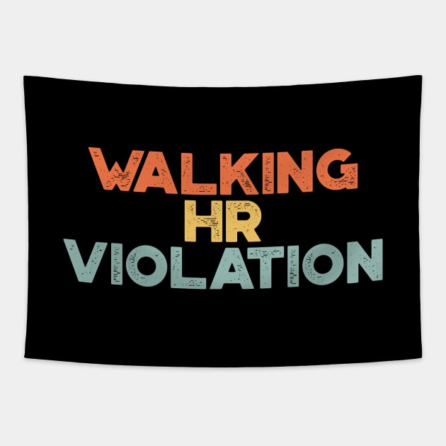 Walking HR Violation Sunset Funny Tapestry by truffela