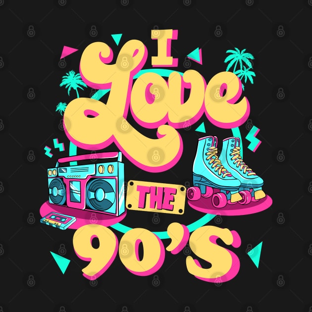 I Love The 90s Vibes Retro Party 1990's I Heart The Nineties by MerchBeastStudio