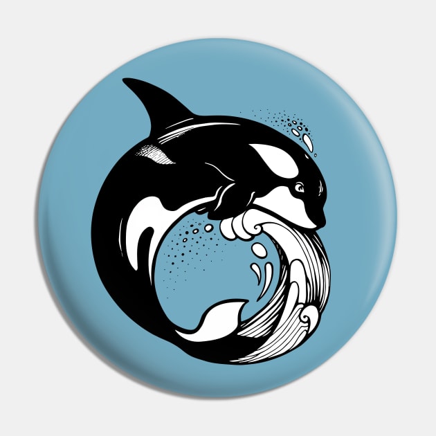Orca Whale on the wave Pin by Yulla