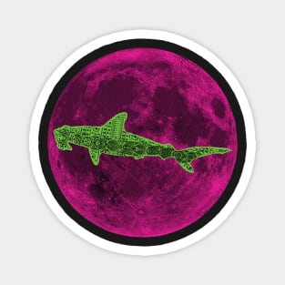 Bright Green Polynesian Pink Moon Hammerhead Shark Magnet