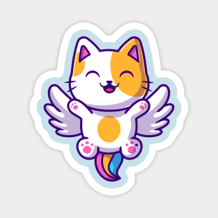 Happy Cat Unicorn Flying Cartoon Magnet