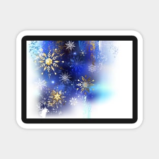 Grunge Background with Gold Snowflakes Magnet