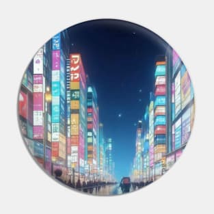 Tokyo's Citylight - Anime Drawing Pin