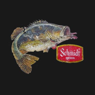 Schmidt Beer Bass Fishing Vintage Retro Distressed T-Shirt