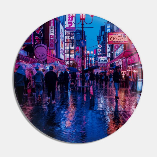 Tokyo Street Neon Synthwave Pin by JeffDesign