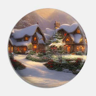 Magical Fantasy House with Lights in a Snowy Scene, Fantasy Cottagecore artwork Pin