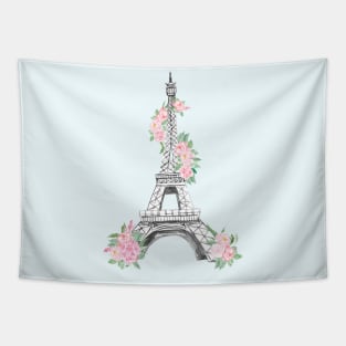 Watercolor Floral Eiffel Tapestry