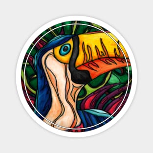 Toucan bird artistic illustration, wildlife jungle painting Magnet