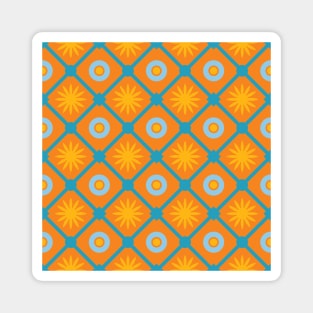 Yellow and Teal Checked Pattern Magnet