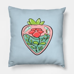 Pastel glass kawaii strawberry Pillow