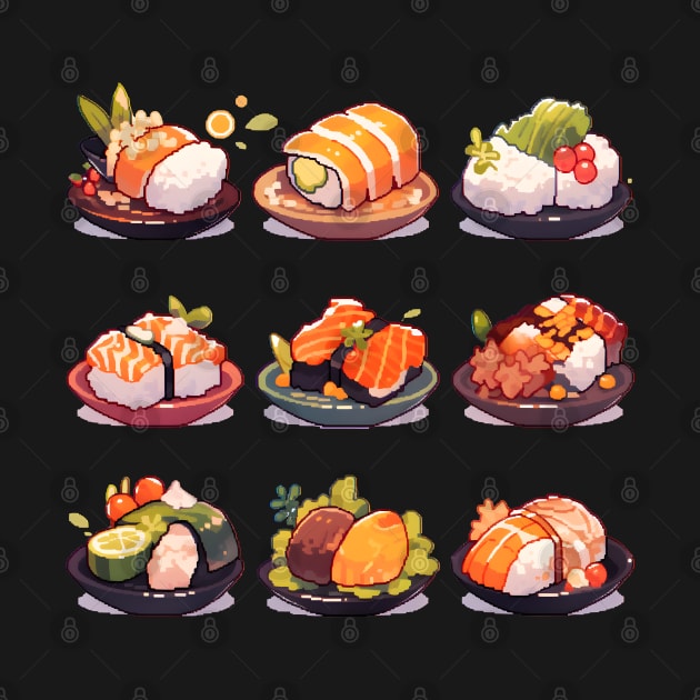 Cute Sushi Anime Food Pixel Art by TheMystique