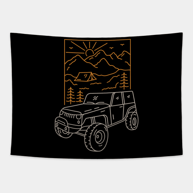 Off Roader Camp Tapestry by VEKTORKITA