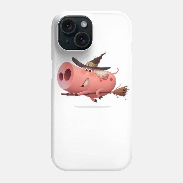 Pig witch Phone Case by Baydaku