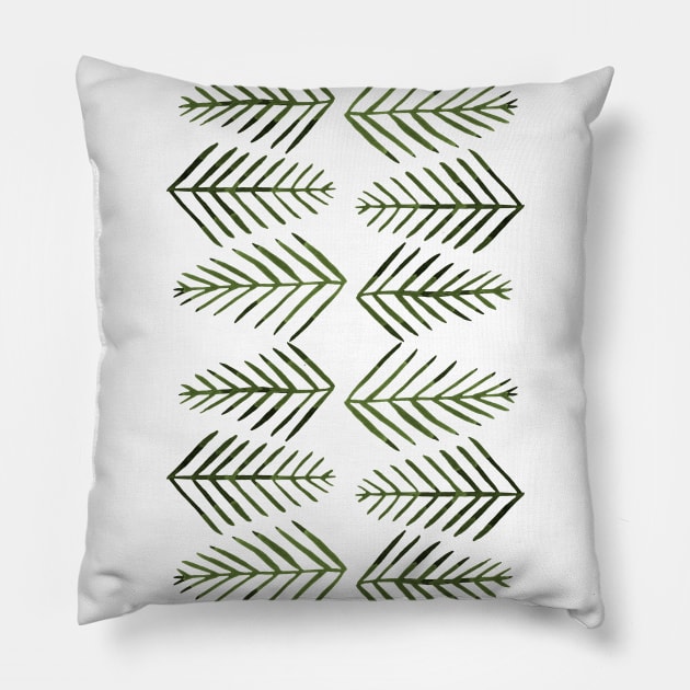 Watercolor pine trees - sap green Pillow by wackapacka