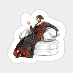 Eccentric noble boy dandy in bathrobe Magnet