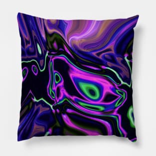 1980s modern girly abstract laser rays neon green purple swirls Pillow