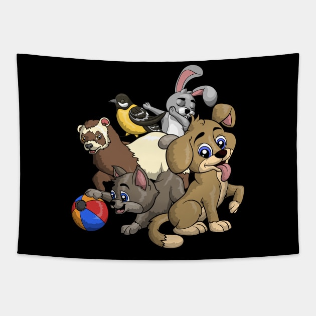 Bird Cat Dog Badger Dabbing Rabbit Pet Tapestry by ShirtsShirtsndmoreShirts