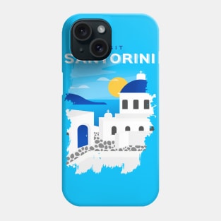 Santorini, Greece - retro travel poster Phone Case