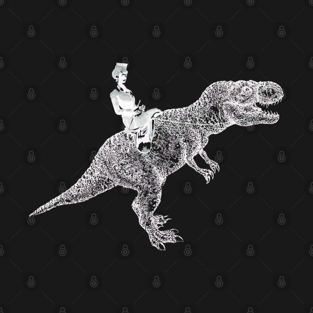 Lady and T rex dinosaurus by Collagedream