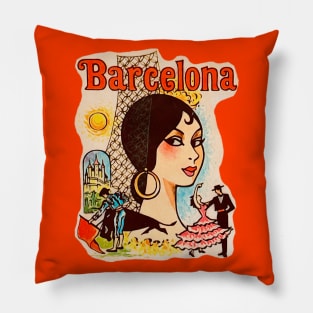 Barcelona Souvenir 1960s Pillow