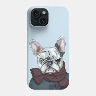 Frnch bulldog in scarf and coat Phone Case