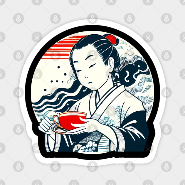 Girl Drinking Tea Magnet by ElMass