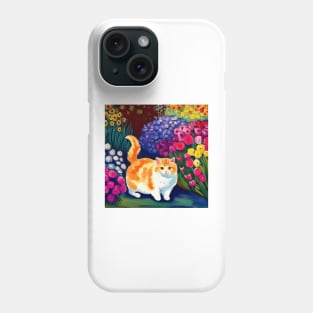 Orange and White Chonk in a Flower Garden Phone Case