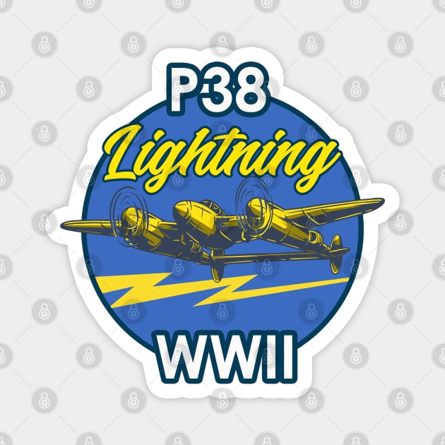 P-38 Lightning WWII Vintage Aircraft Magnet by Mandra