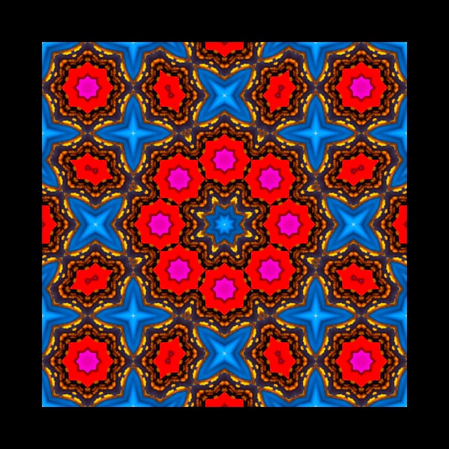 Mandala Design in Bright Blue, Pink, Orange, Brown, Green, and Yellow by Crystal Butterfly Creations