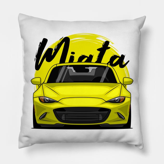 Yellow Miata MX5 ND Pillow by GoldenTuners