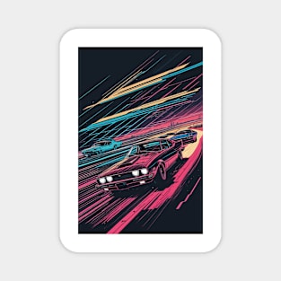 Retro Neonwave Car Drifting Magnet