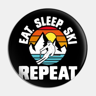 Eat Sleep Ski Repeat T Shirt For Women Men T-Shirt Pin