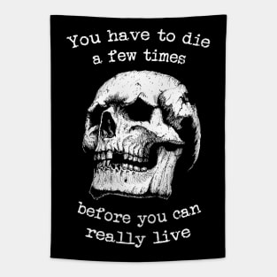 Bukowski quote skull Tapestry