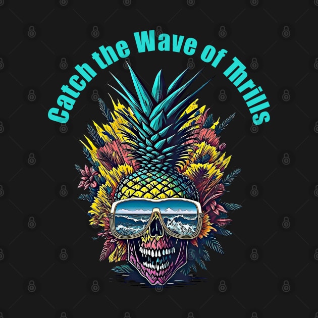 Summer color in Pineapple skull face, Catch the Wave of Thrills by Collagedream